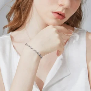 KNOBSPIN 3mm Moissanite Tennis Bracelet GRA Certified s925 Sterling Sliver Dainty Bezel Bracelets for Women Man Wedding Jewelry