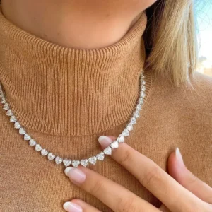 Wholesale 5A heart shape CZ iced out bling heart cz tennis necklace for women girlfriend valentine's gift fashion jewelry