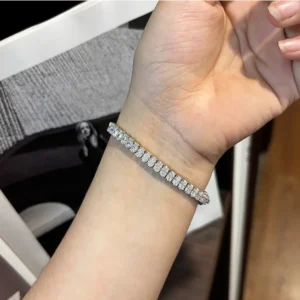 Serenity Oval Cut Moissanite Tennis Bracelet for Women Men 100% S925 Sterling Silver Lab Diamond Bracelet Plated 18K Hand Chain