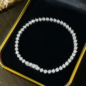 KNOBSPIN 3 Claw Moissanite Tennis Bracelet 3mm GRA Certified Diamond Bracelet Chain s925 Sterling Silver Bracelets for Women Man