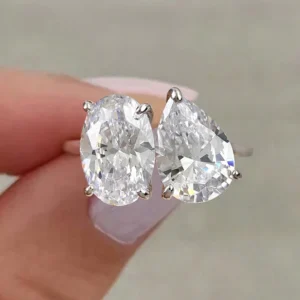 925 Sterling Silver Classic Simple Zircon Pear Shaped Oval Ring For Women Engagement Wedding Luxury High Quality Fine Jewelry