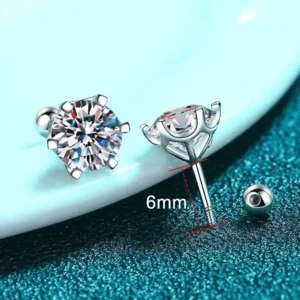 TY 0.3-2CT Moissanite Earrings 925 Sterling Silver Round Cut Stud Earrings Piercing Earrings for Men and Women Fine Jewelry