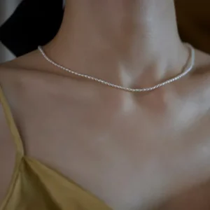 Hengsheng 2026 New Arrivals 2.5-3.5mm Rice Shape Freshwater Pearl Necklaces 40cm 925 Sterling Silver Collar Necklaces for Women