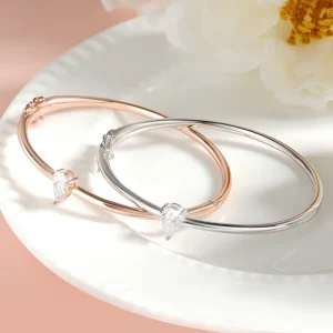 Smyoue 1CT Pear Cut Certified Moissanite Bangles for Women 100% S925 Solid Silver Lab Diamond Bracelets Birthday Gift Jewelry