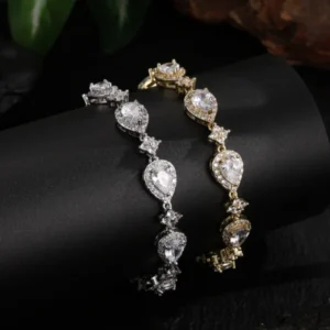ZAKOL Wedding Bridal Bracelet for Brides Bridesmaids Delicate Cubic Zirconia Classic Teardrop Tennis Bracelets Women Jewelry